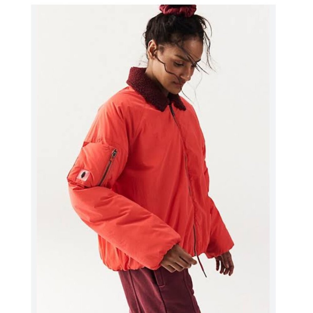 FREE PEOPLE MOVEMENT Outpost Cherry Tomato Combo Red Bomber Jacket Size XS NWT